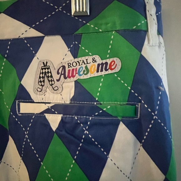 Royal & Awesome Men's Argyle Patterned Golf 10” inseam Shorts, size 36 - Picture 5 of 9